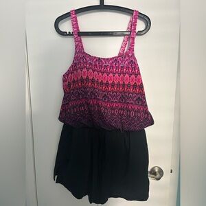 Pink and Black Women's One Piece Swimsuit